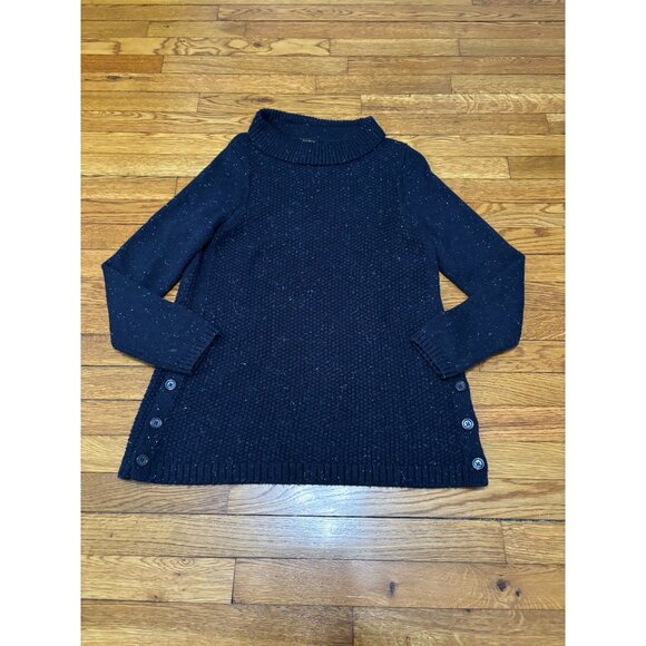 Talbots Womens Sweater Sz Medium Navy Blue Turtleneck Cotton Acrylic Knit - Picture 1 of 6